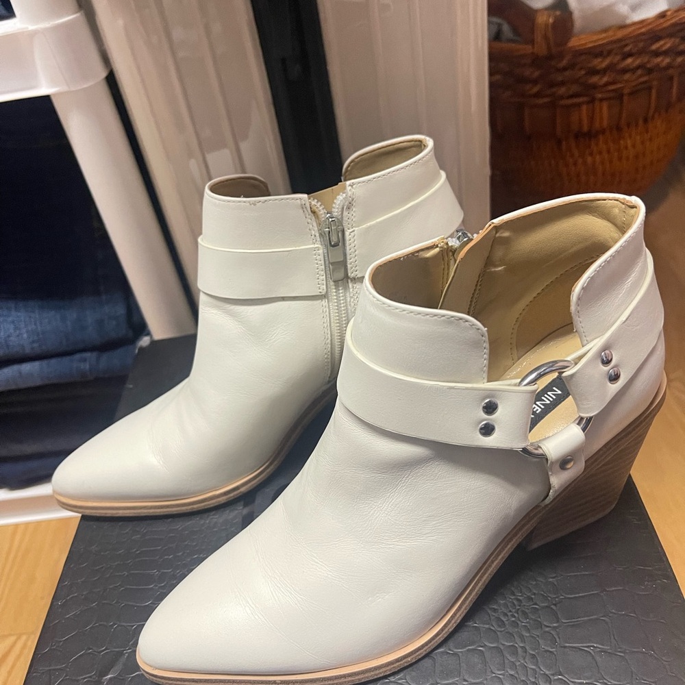 Nine West Cream Ankle Booties